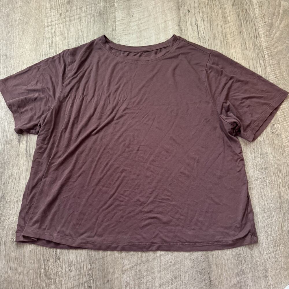 Nuuds Womens Pajama Top Coffee Size Large Stretchy Comfy Shirt Brown T-shirt